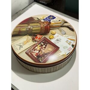 Vintage 1996 Golf Clubs Balls Tin Box Golf Decor Round Metal Container 6.5" Case